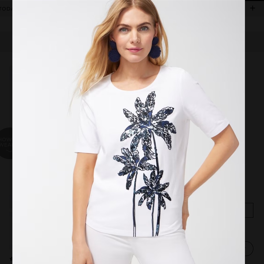 Chicos Palm Tree Top Sz 4 (20/22)